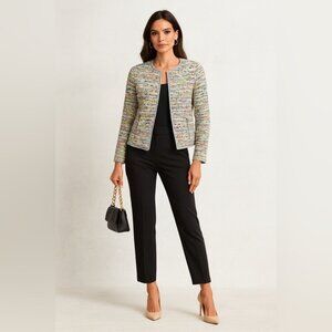 Riani Multicolor Bouclé Jacket Size 4 Tweed Knit Open Front Blazer